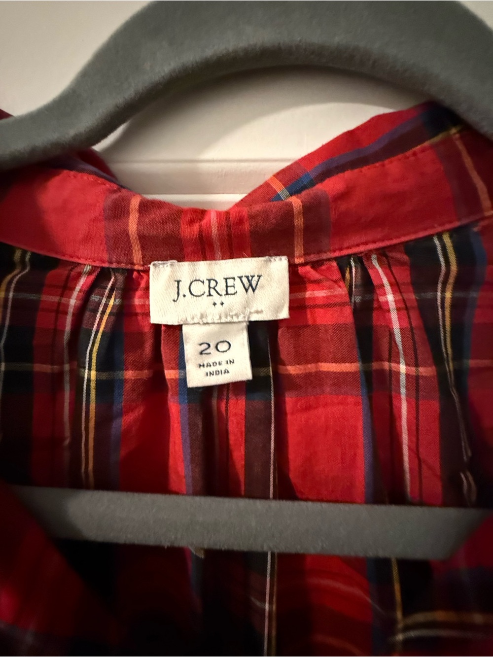 J. Crew Red Plaid Long-Sleeve Shirt Dress - Picture 2 of 6